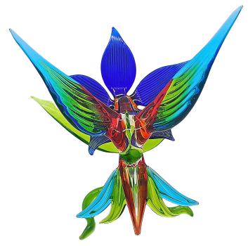 Blüte mit Kolibri, stehend / Blüte blau